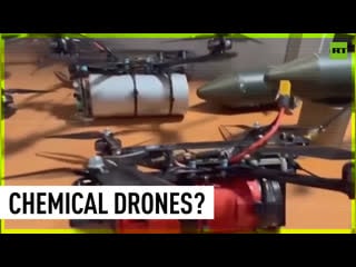Ukrainian soldier shows off purported chemical weapons drones