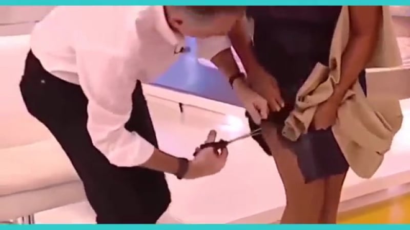 Телеведущий в прямом эфире испортил своей коллеге платье