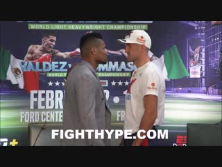 Alvarez stares into kovalevs soul during long face off; kovalev smirks before porn to break