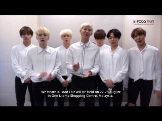 160812 bts message for korean food b2c fair malaysia