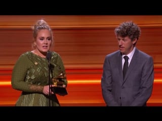 Adele and greg kurstin win «song of the year» acceptance speech (59th grammys)