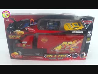 Disney pixar cars 3 jackson storm and mcqueen mack hauler and dinoco cruz ramirez