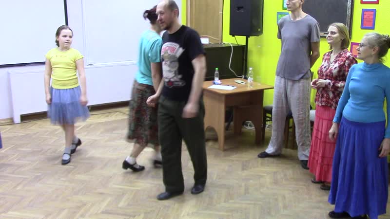 Открытая школа народного танца группа новичков урок упр е на взаимод в группе тетера с вращ ем, касаясь плечами уточ