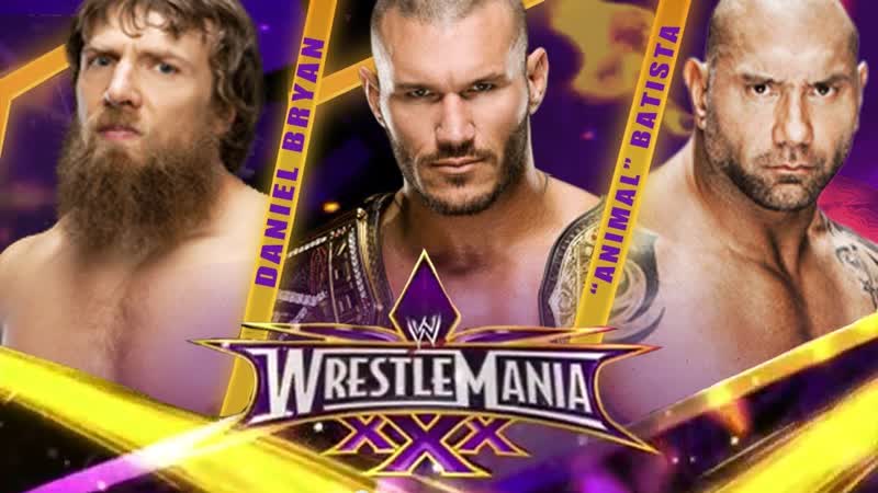 (wwe mania) randy orton vs batista vs daniel bryan wwe world heavyweight championship