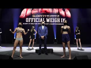 Tiffany van soest vs aline pereira weigh in face off (glory 77) r wmma