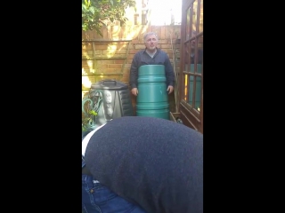 Man stuck in compost bin!