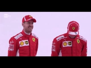 Backstage 2 kimi, seb, antonio and daniil with the sf71h