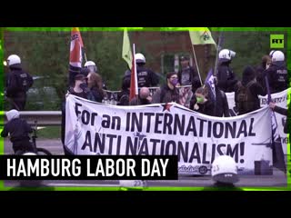 Arrests and scuffles mark labor day in hamburg