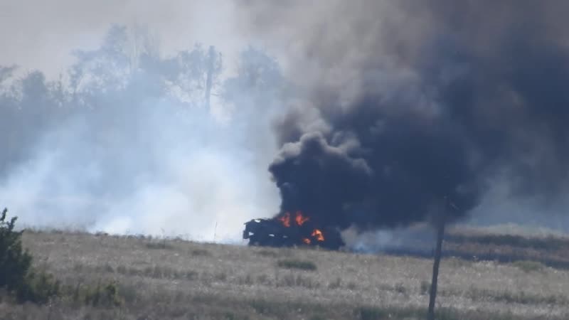Попадание птур по грузовику всу