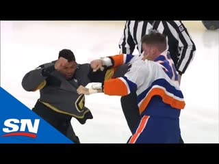 Ryan reaves, ross johnston drop gloves off opening faceoff