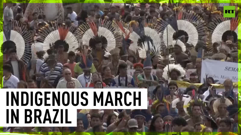 Indigenous protesters march on brazil congress