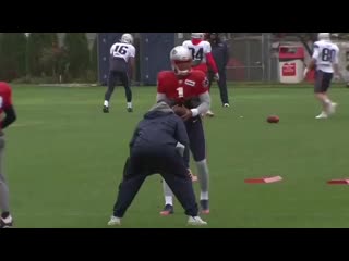 On a rainy thursday, cam newton redoes a practice drill to sharpen up the #patriots can expect this weather or worse sunday in