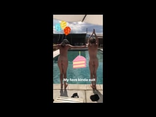 Carly foulkes and her friend naked are jumping in the pool (2017)