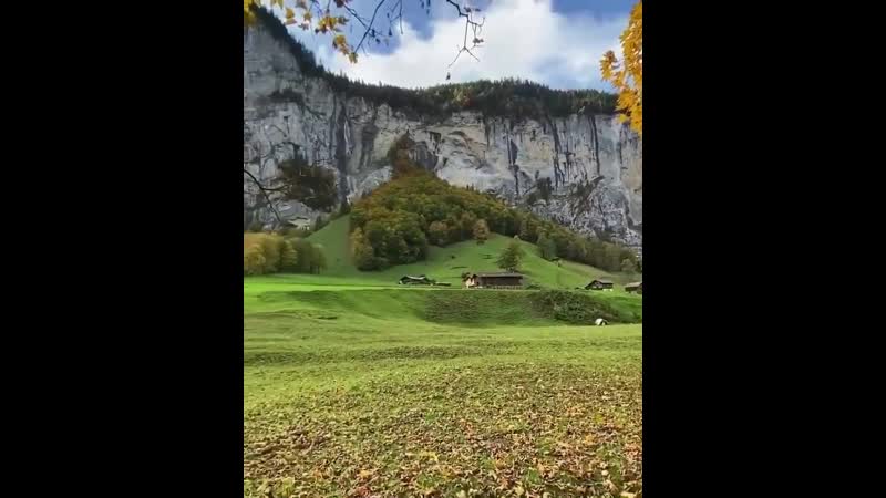 Walk through paradise valley in lauterbrunnen, switzerland