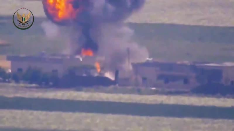 Syria nlf blew up with a kornet atgm a tank stationed on tell hawash front n hama