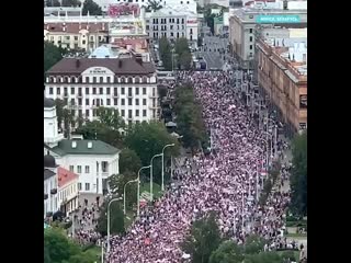 Слияние двух колонн протестующих в минске