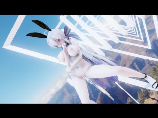 3d mmd gentleman with bunny girl haku