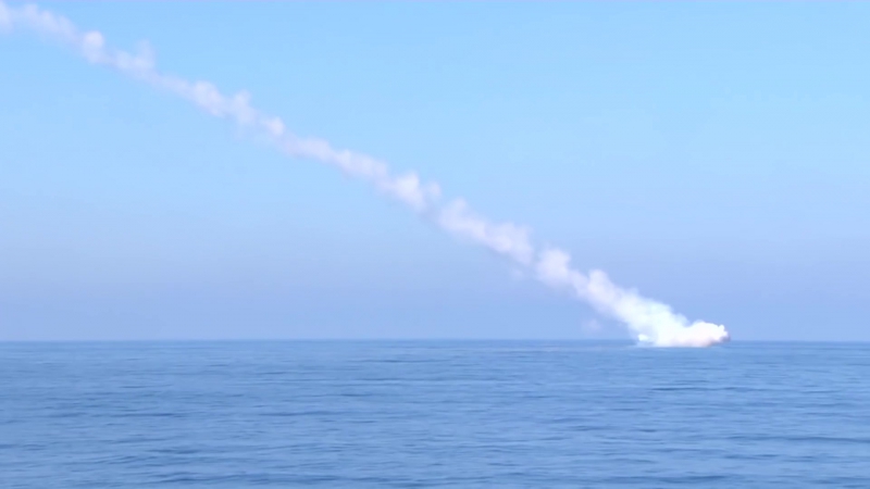 Russian navy conducted strikes by 4 kalibr cruise missiles on objects of isis near palmyra