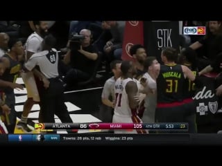 Taurean prince fouled hassan whiteside hard but you know james johnson was gonna have his back