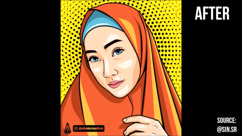 Hijab vector pop art style