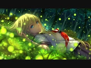 Anime girl on grass