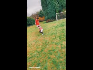 Bruno fernandes having a kickabout with his daughter