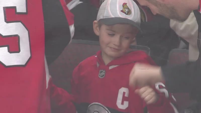 Brady tkachuk presents 7 year old with birthday gift