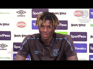 Moise kean first full press conference as hes unveiled as an everton player