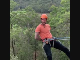 David beckham doing rapel in bodi, australia