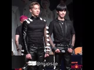 Kihyun and minhyuk trying to imitate shownu’s manly stand but ended up looking like two babies im