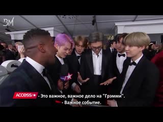 [rus sub] bts share their dream collaboration stars access @ 61st grammys red carpet