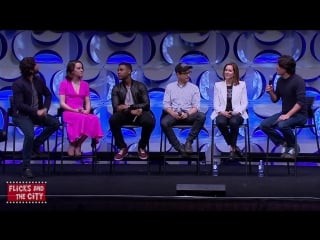 Star wars the force awakens celebration panel oscar isaac, daisy ridley, john boyega, bb 8 droid