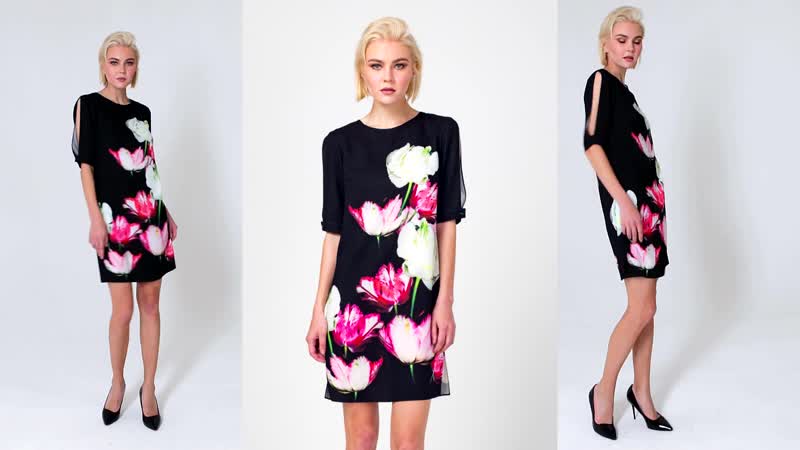 Платье длиной выше колена с акварельным цветком