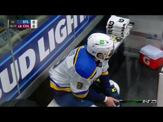 Devon toews leaves game after taking hit to head from sammy blais