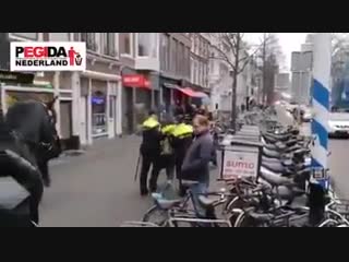 Police in netherlands arresting young mother with baby stroller for not removing yellow protest vest