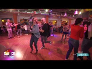 Denis brylev and elena bryleva salsa dancing at rostov for fun fest (russia), sunday (sc)