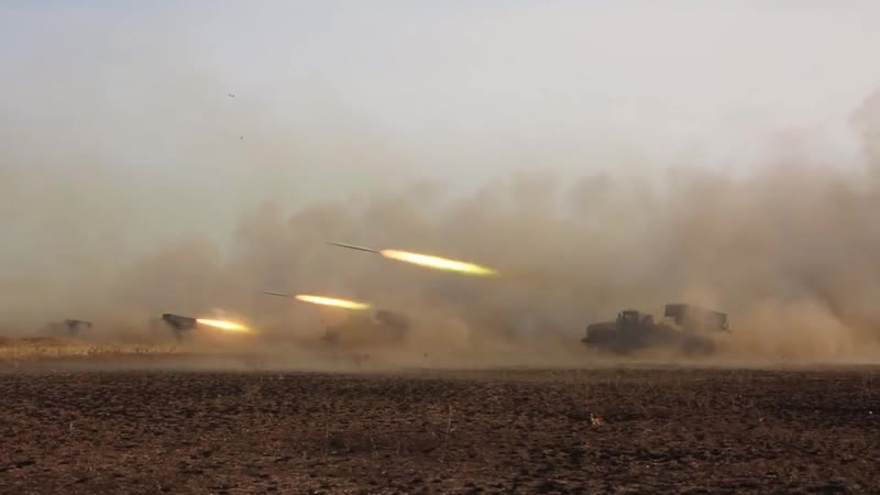 Работа дивизонов рсзо «торнадо г» в ходе скшу «кааз 2020» на полигоне прудбой