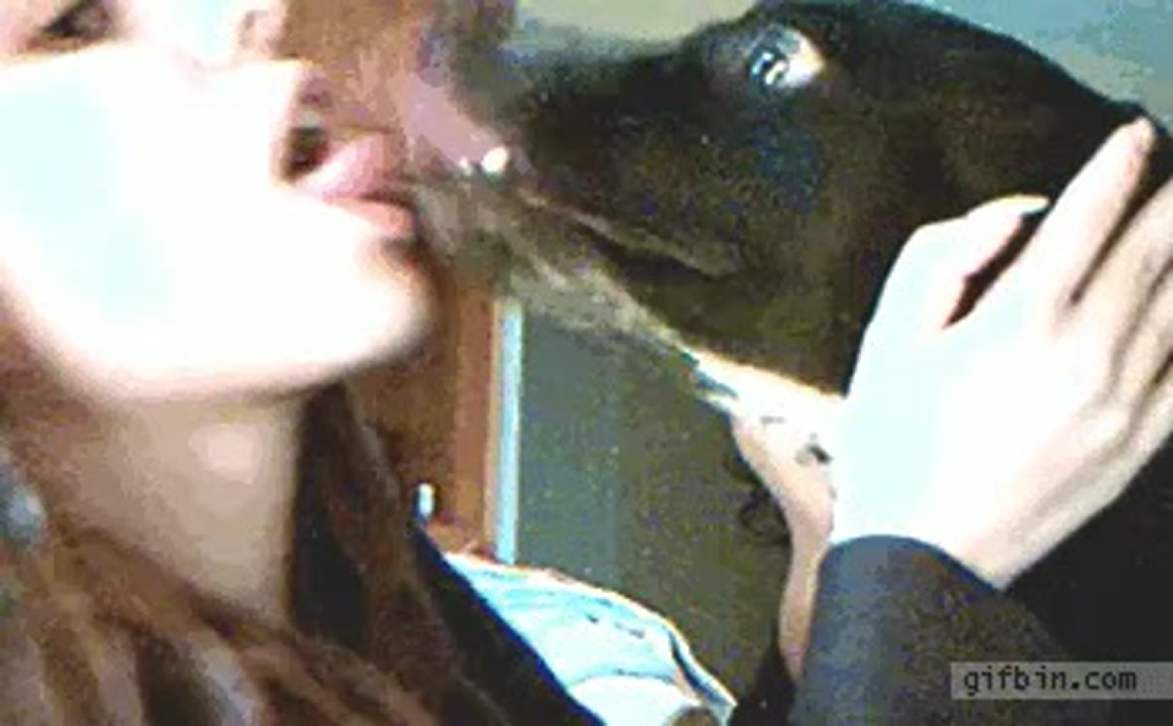 Girl frenching a dog watch online
