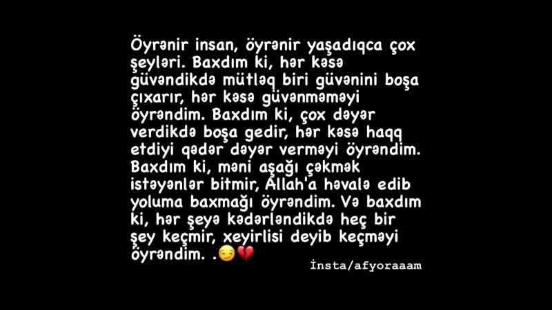 Afyoraaam on instagram öyrənir insan öyrənir yaşadıqca çox şeyləri baxdım ki hər kəsə güvəndikdə mütləq biri güvənini boşa