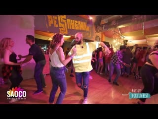 Samuel funflow and julia kovalenko salsa dancing at rostov for fun fest (russia), sunday (sc)