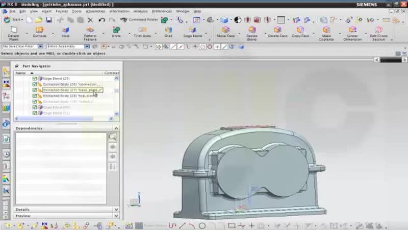 Корпус редуктора getriebe gehaeuse part 2 siemens nx 8 training multibody method extract body