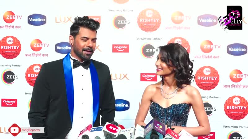 Shabir ahluwalia sriti jha dazzle at zee rishtey awards 2020 abhi pragya o
