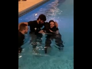 Freds wife monique getting baptized by alisson becker and wife