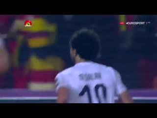 Nice free kick from salah strikes it really well for his second goal of afcon2019