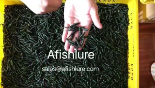 Afishlure black color hot sale small t tail soft worm 50mm