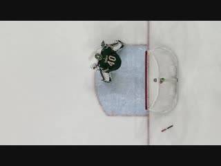 Devan dubnyk makes a unique save with his pad strap