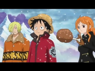 One piece луффи, нами, санджи и мясо