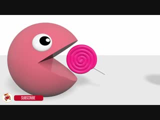 Learn colors with pacman and lollipops (9 colors)