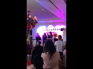 Justin with pattie mallette at the justice speaks benefit in los angeles, california