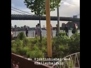 June 16 fan taken video of justin and hailey in williamsburg, brooklyn